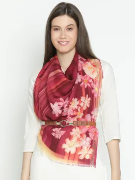 Twilight Harmony Floral Design Printed Stole