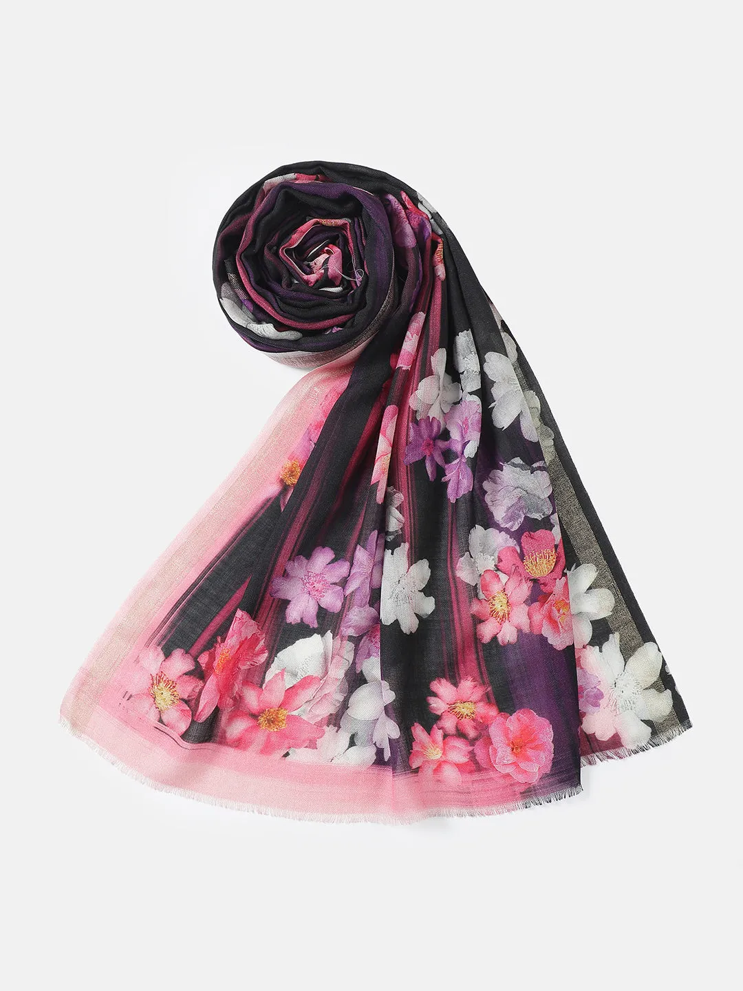 Twilight Harmony Floral Design Printed Stole