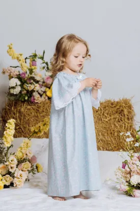 VANESSA - GIRLS COTTON NIGHTDRESS BLUE FLOWERS