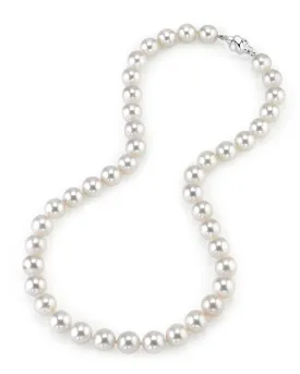 White Japanese Akoya Pearl Necklace, 9.5-10mm - AAA Quality