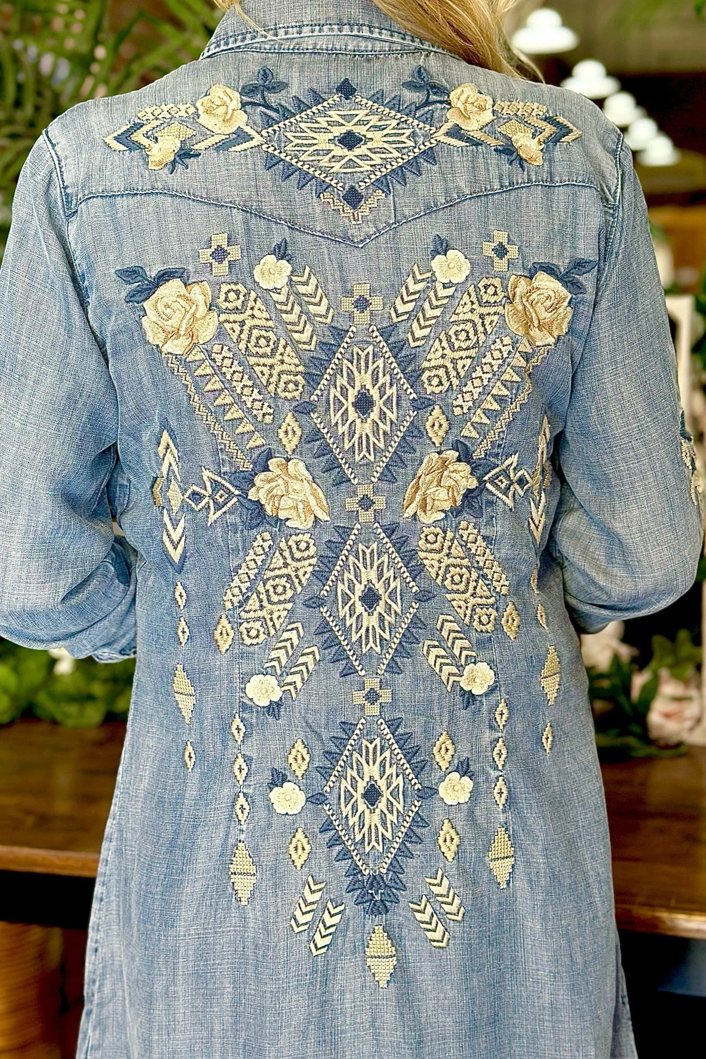 Women's Denim Western  Embroidery Shirtdress by Stetson