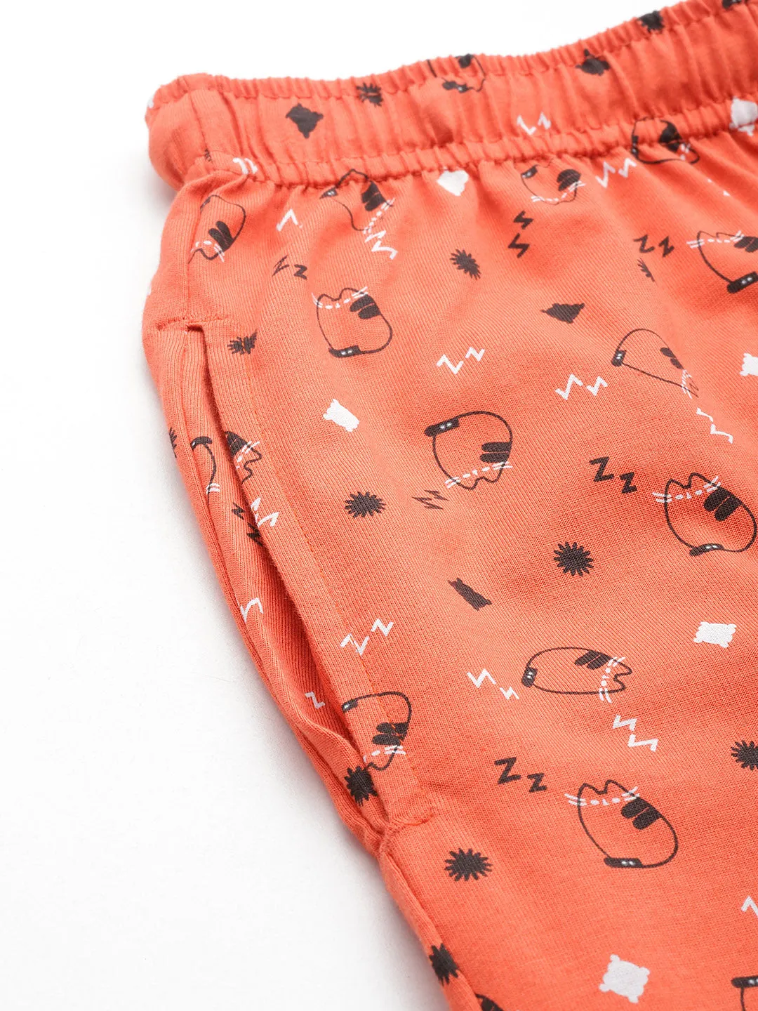 Women's Printed Cotton Orange Lounge Pants | LDLW-2335-1 |